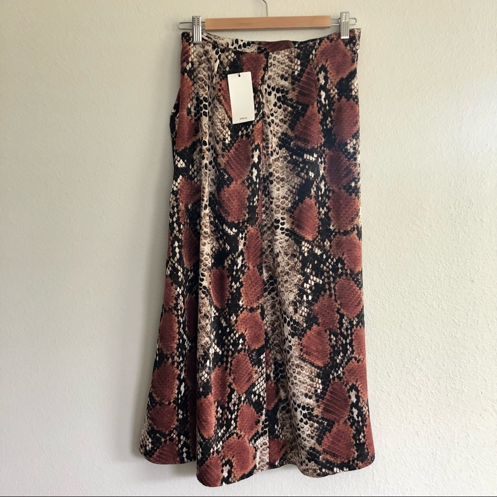 [NWT] MNG Animal Print Midi Skirt w Ruched Waist & Side Slit Size S - Picture 8 of 15